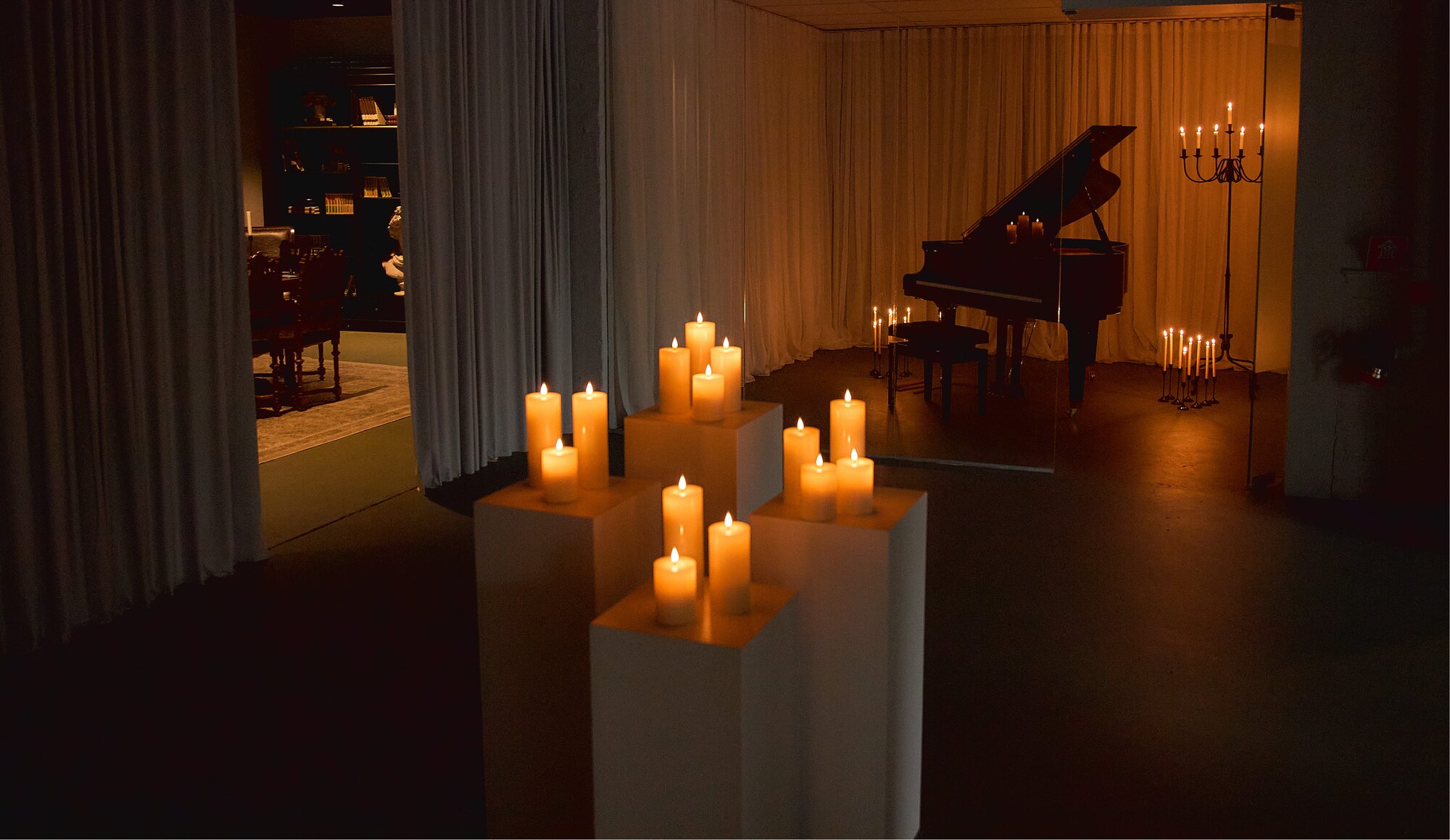 The candlelit space at La Vita Nova